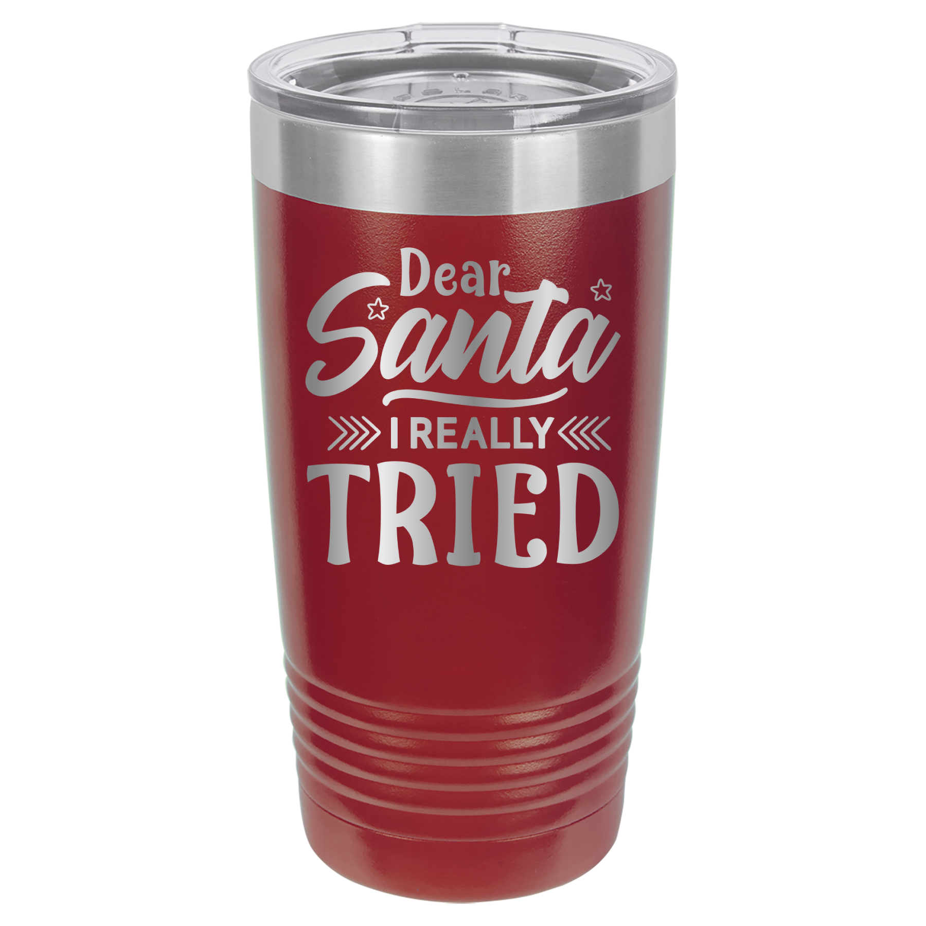 Dear Santa I Really Tried - 20oz Polar Camel Tumbler - Maroon image