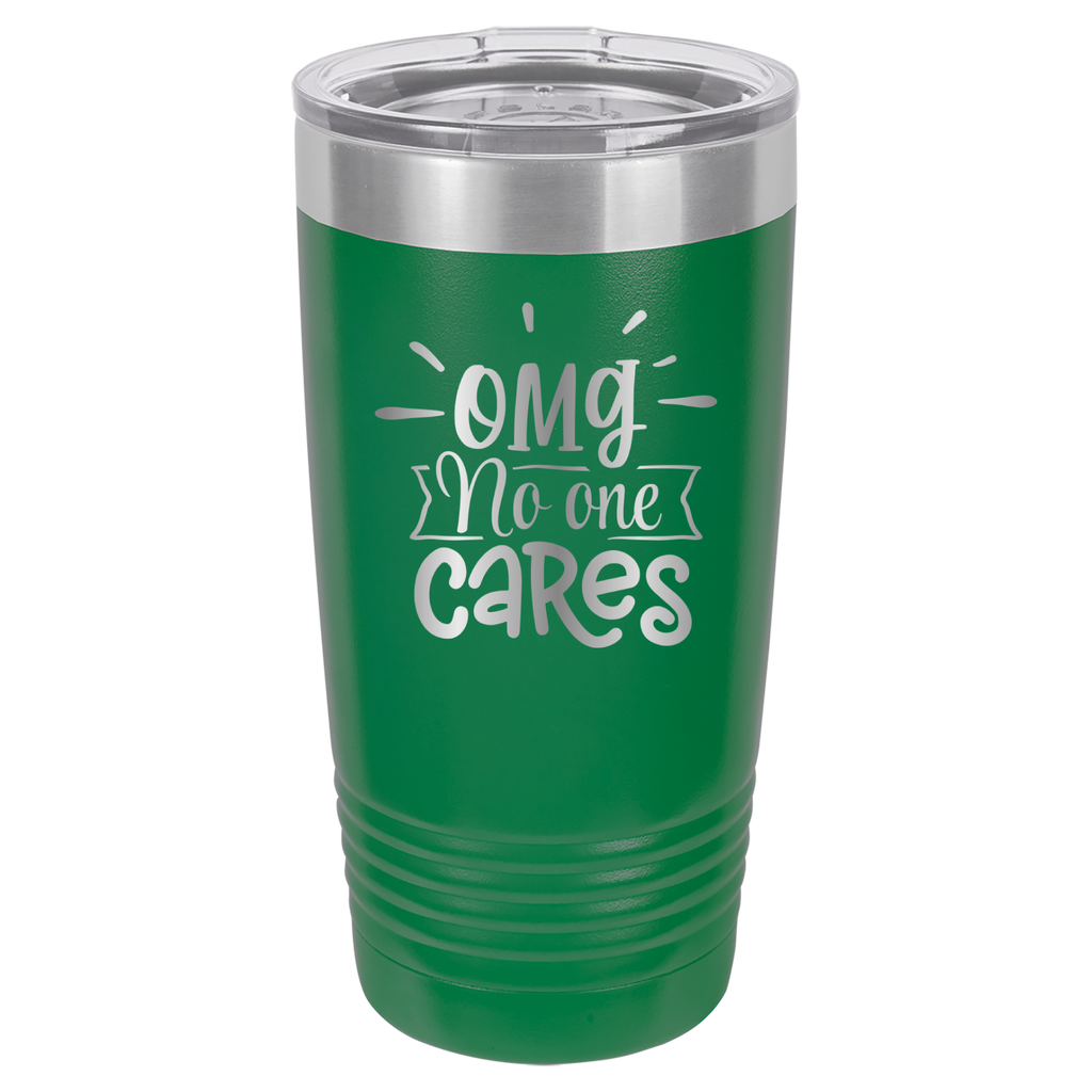 OMG No One Cares - 20oz Polar Camel Tumbler - Green image
