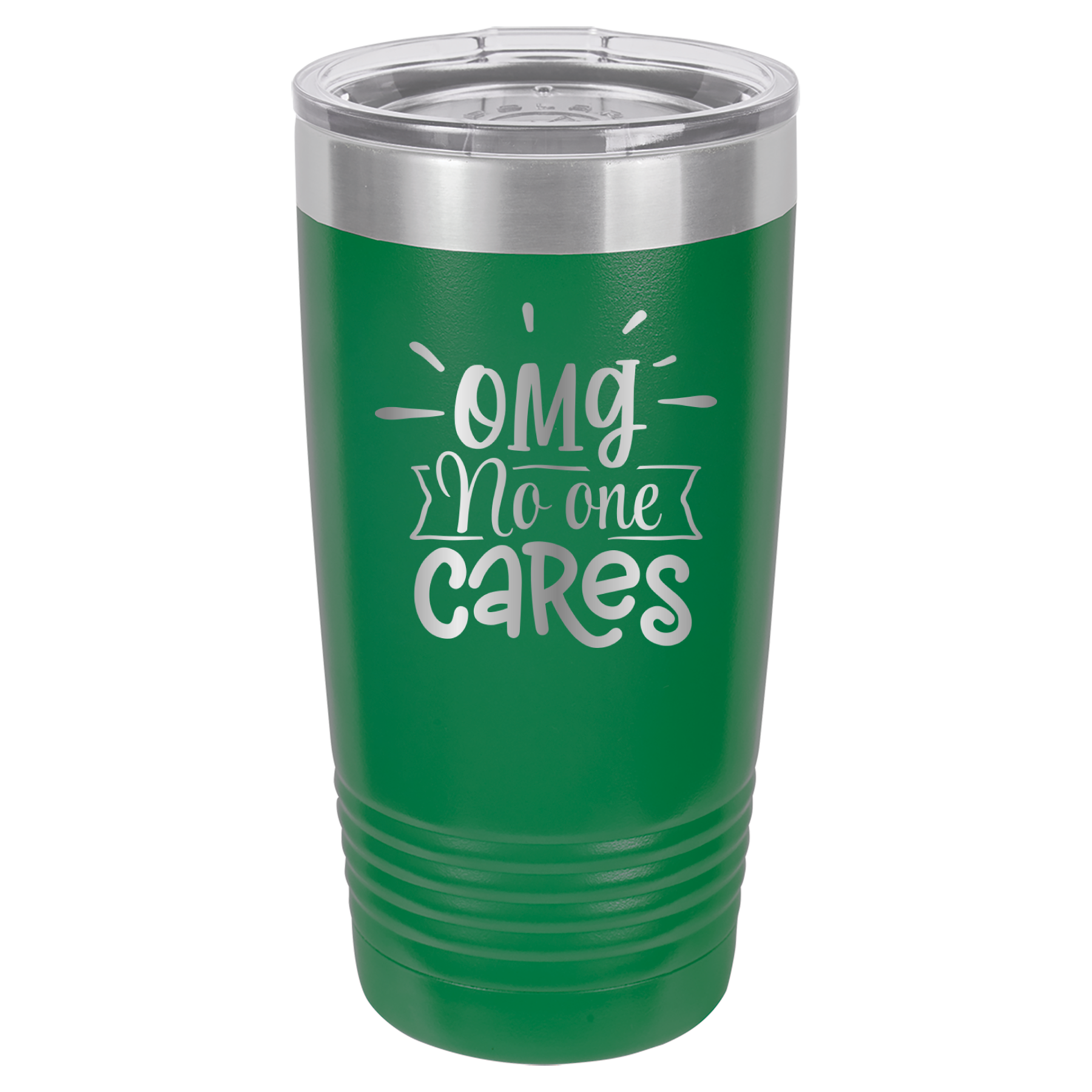 OMG No One Cares - 20oz Polar Camel Tumbler - Green image