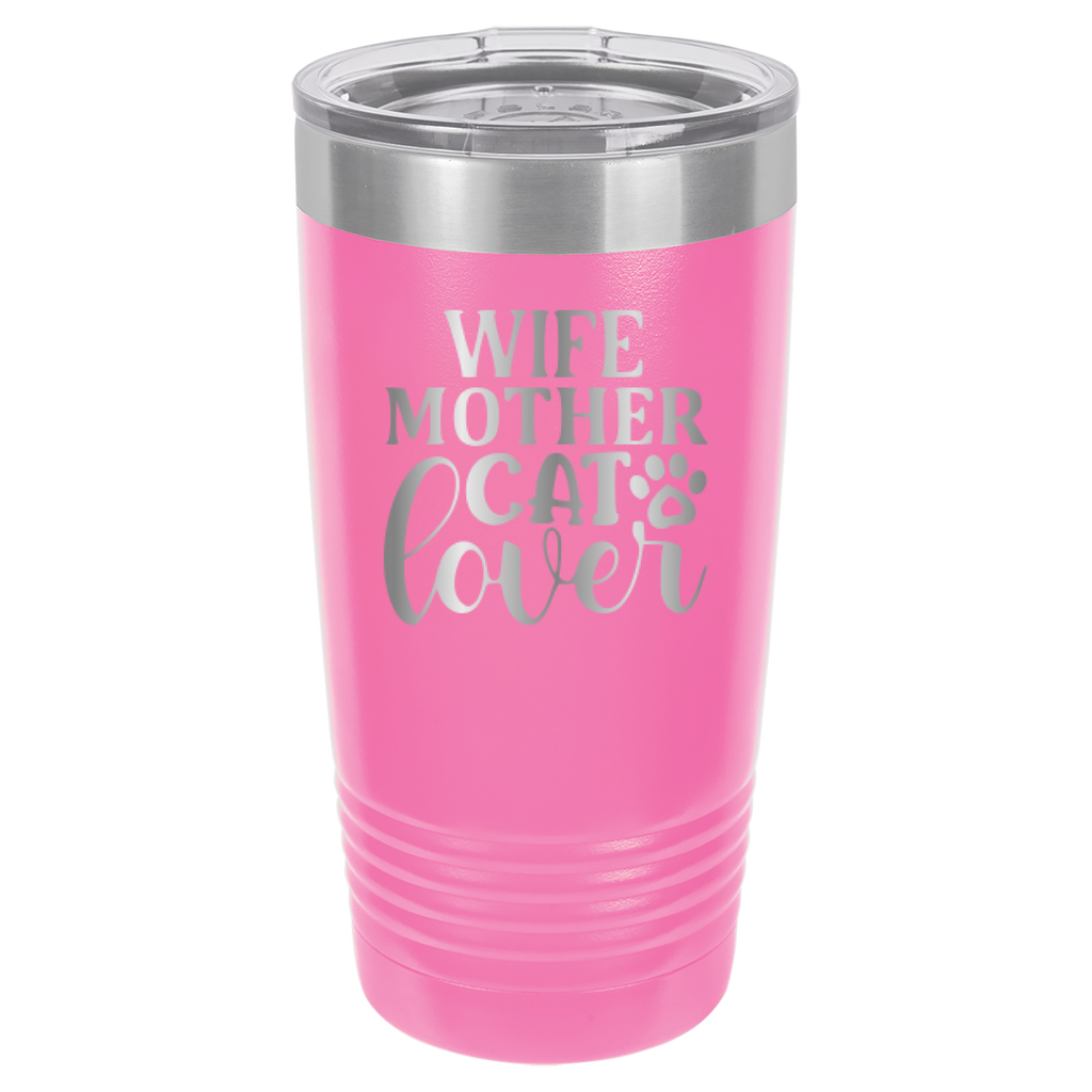 Wife, Mother, Cat Lover - 20oz Polar Camel Tumbler image 6