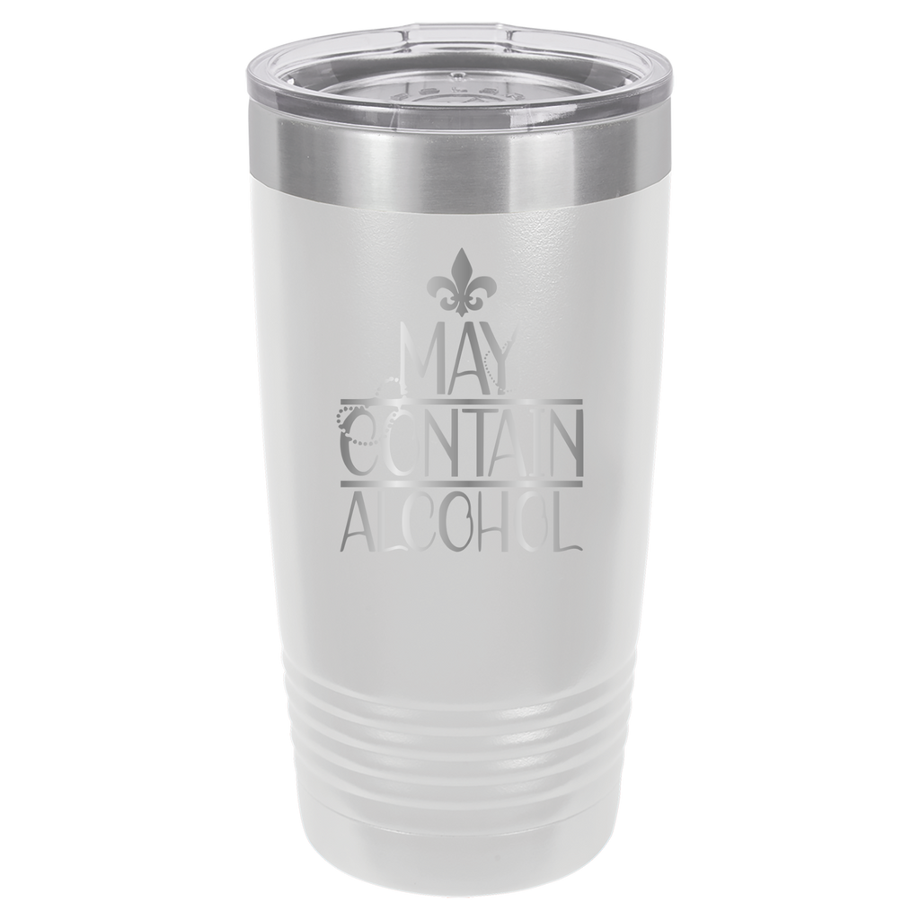 May Contain Alcohol - Mardi Gras, New Orleans, NOLA - 20oz Polar Camel Tumbler - White image