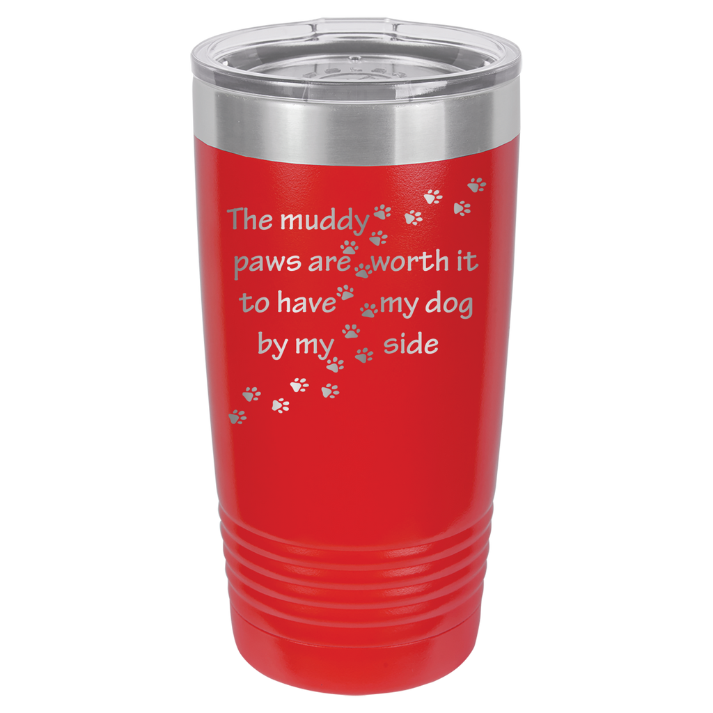 Muddy Paws - Dog 20oz Polar Camel Tumbler - Can Be Customized - Red image