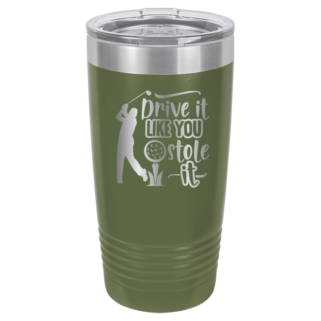 Drive It Like You Stole It (Male) - 20oz Polar Camel Tumbler - Golf - Olive Green image