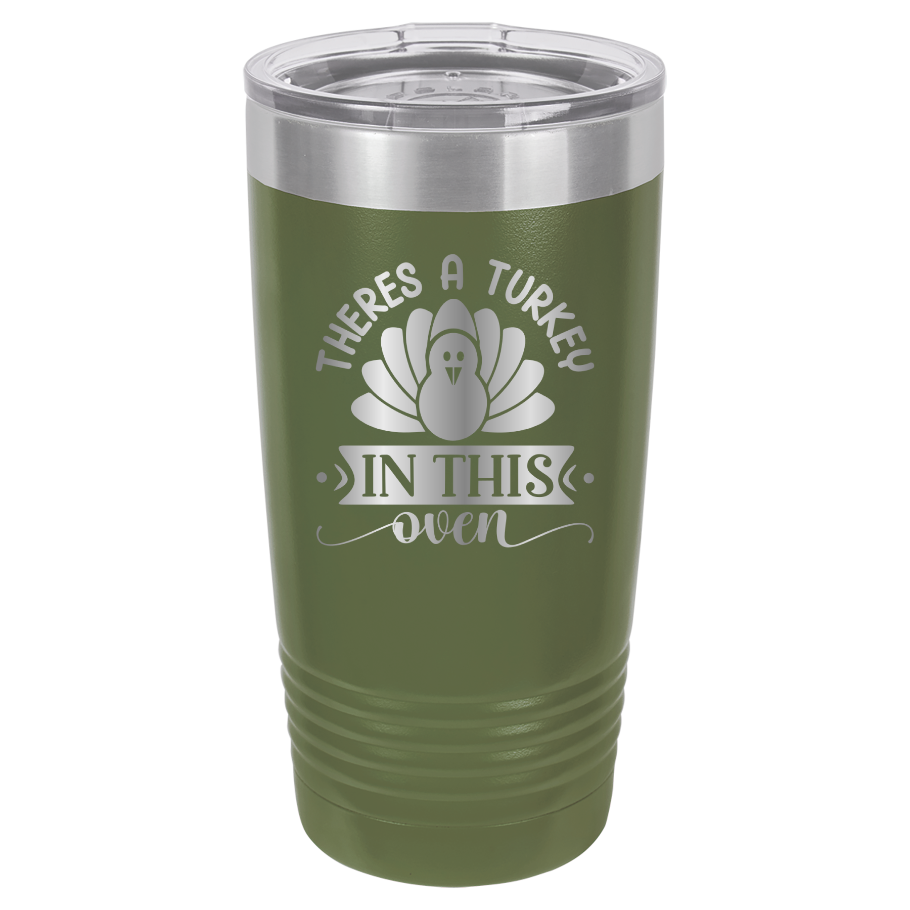 There's A Turkey In This Oven - 20oz Polar Camel Tumbler - Olive Green image