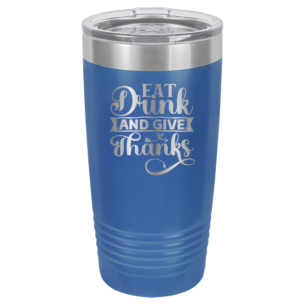 Eat, Drink, Give Thanks - 20oz Polar Camel Tumbler - Royal Blue image