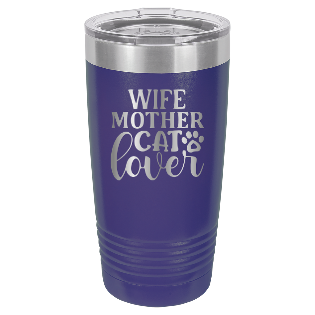 Wife, Mother, Cat Lover - 20oz Polar Camel Tumbler - Purple image