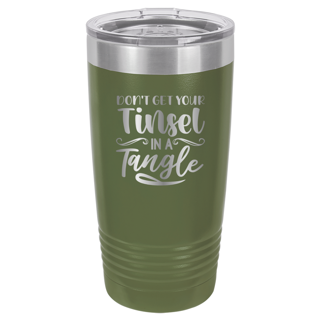 Don't Get Your Tinsel In A Tangle - 20oz Polar Camel Tumbler - Olive Green image