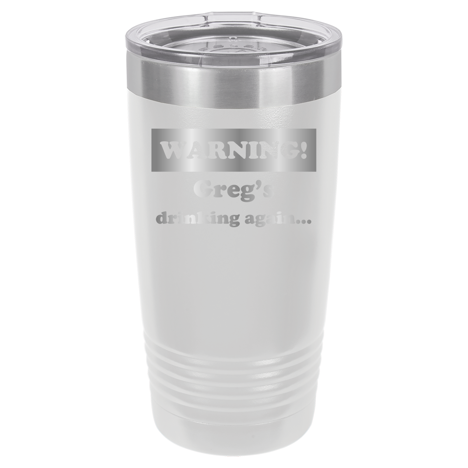 Warning! Drinking Again - 20oz Polar Camel Tumbler - Personalized - White image