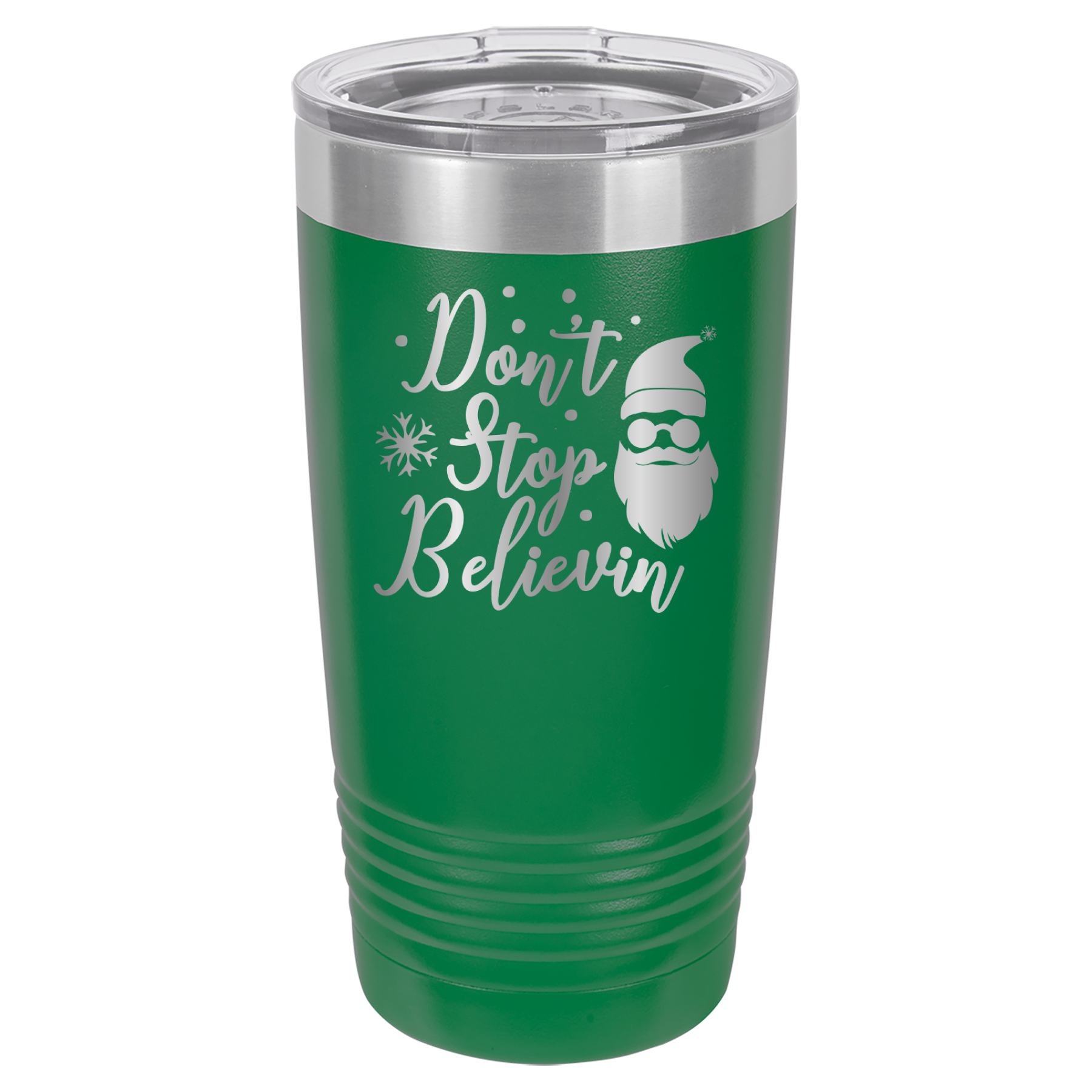 Don't Stop Believin - Santa Claus Christmas - 20oz Polar Camel Tumbler - Green image