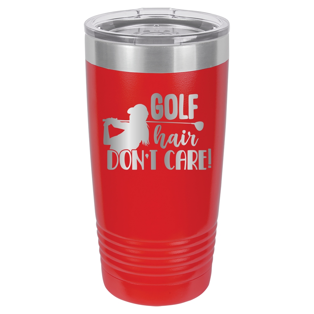 Golf Hair, Don't Care - 20oz Polar Camel Tumbler - Red image