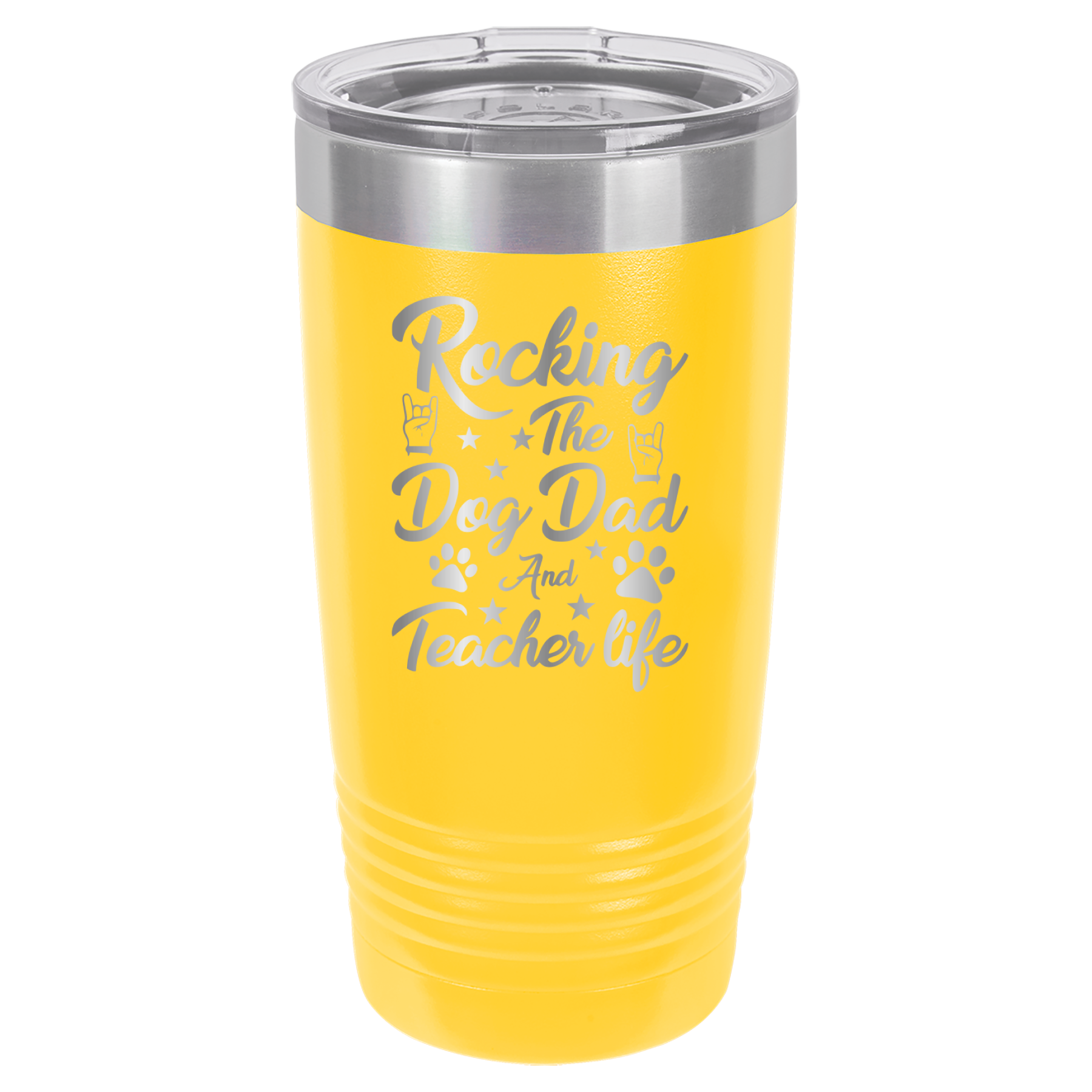 Rocking The Dog Dad And Teacher Life - 20oz Polar Camel Tumbler - Yellow image
