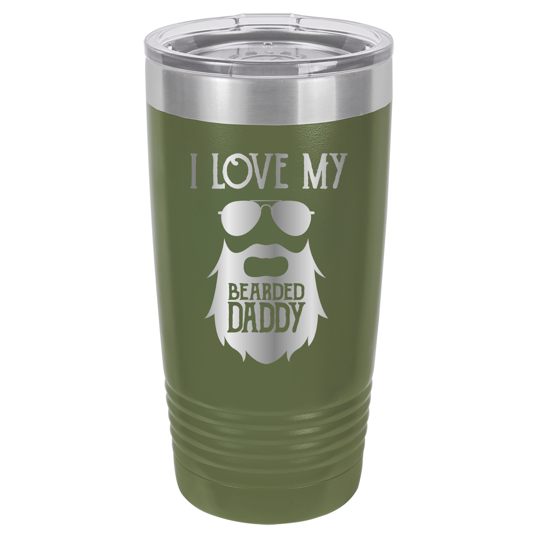 I Love My Bearded Daddy - 20oz Polar Camel Tumbler - Olive Green image