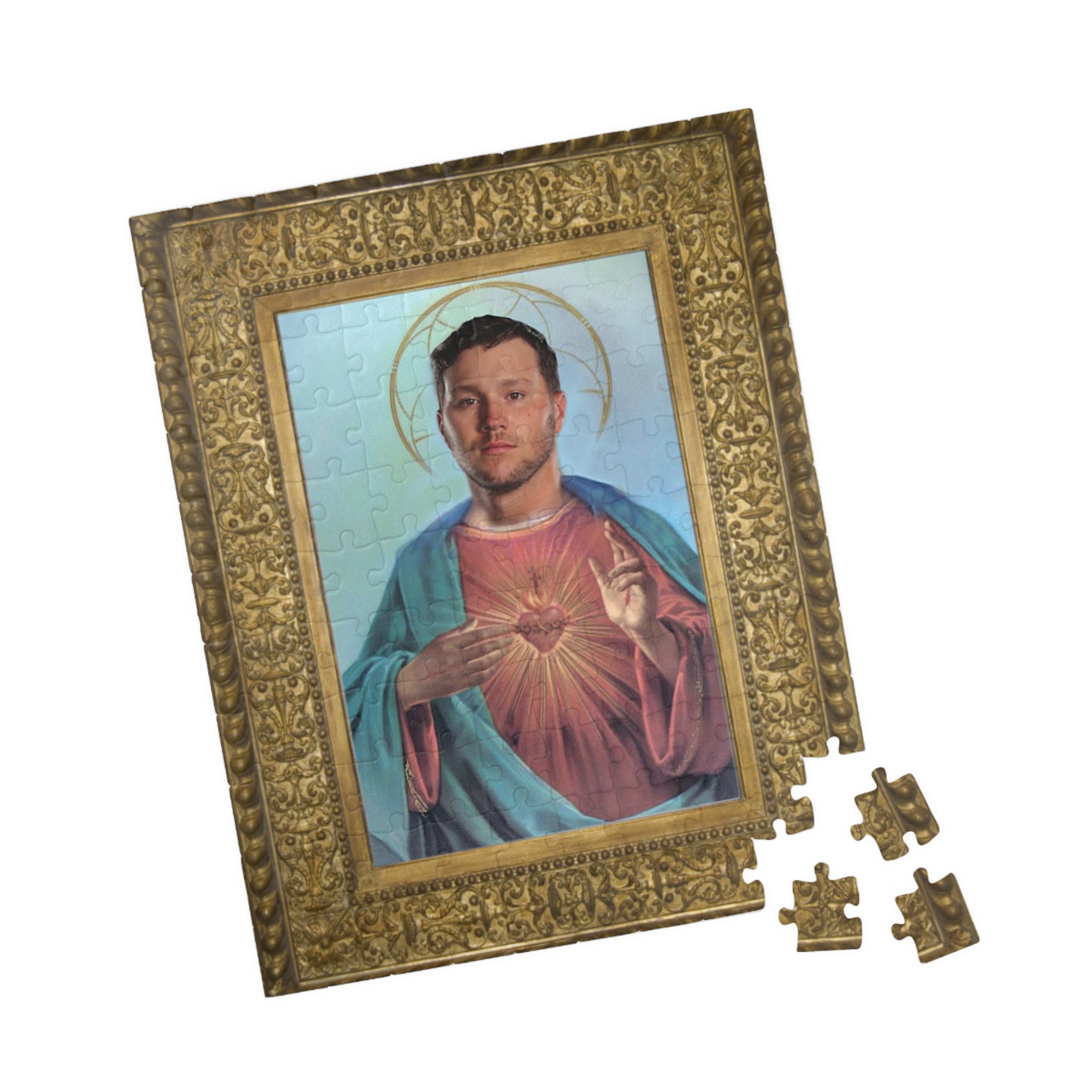 Jesus Josh Allen Portrait Puzzle Perfect Stocking Stuffer Bills Fan!