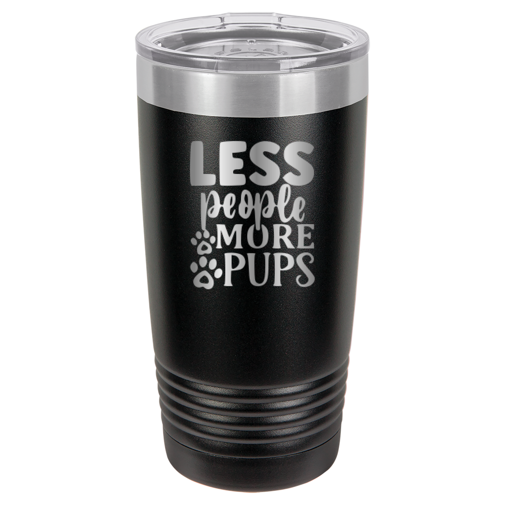 Less People More Pups - 20oz Polar Camel Tumbler - Black image