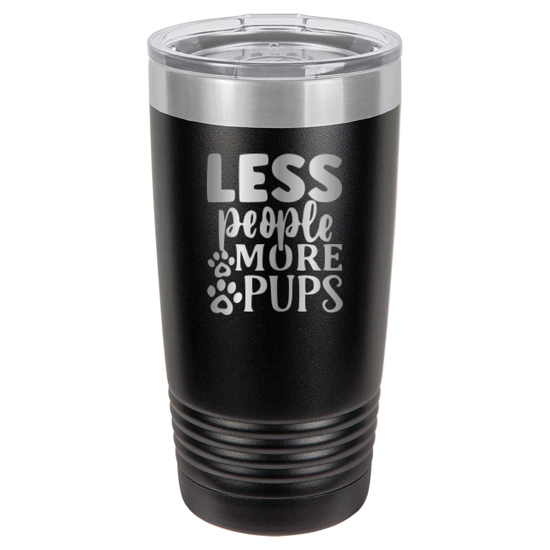 Less People More Pups - 20oz Polar Camel Tumbler - Black image