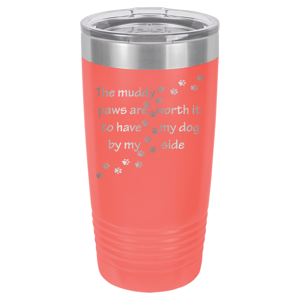 Muddy Paws - Dog 20oz Polar Camel Tumbler - Can Be Customized - Coral image