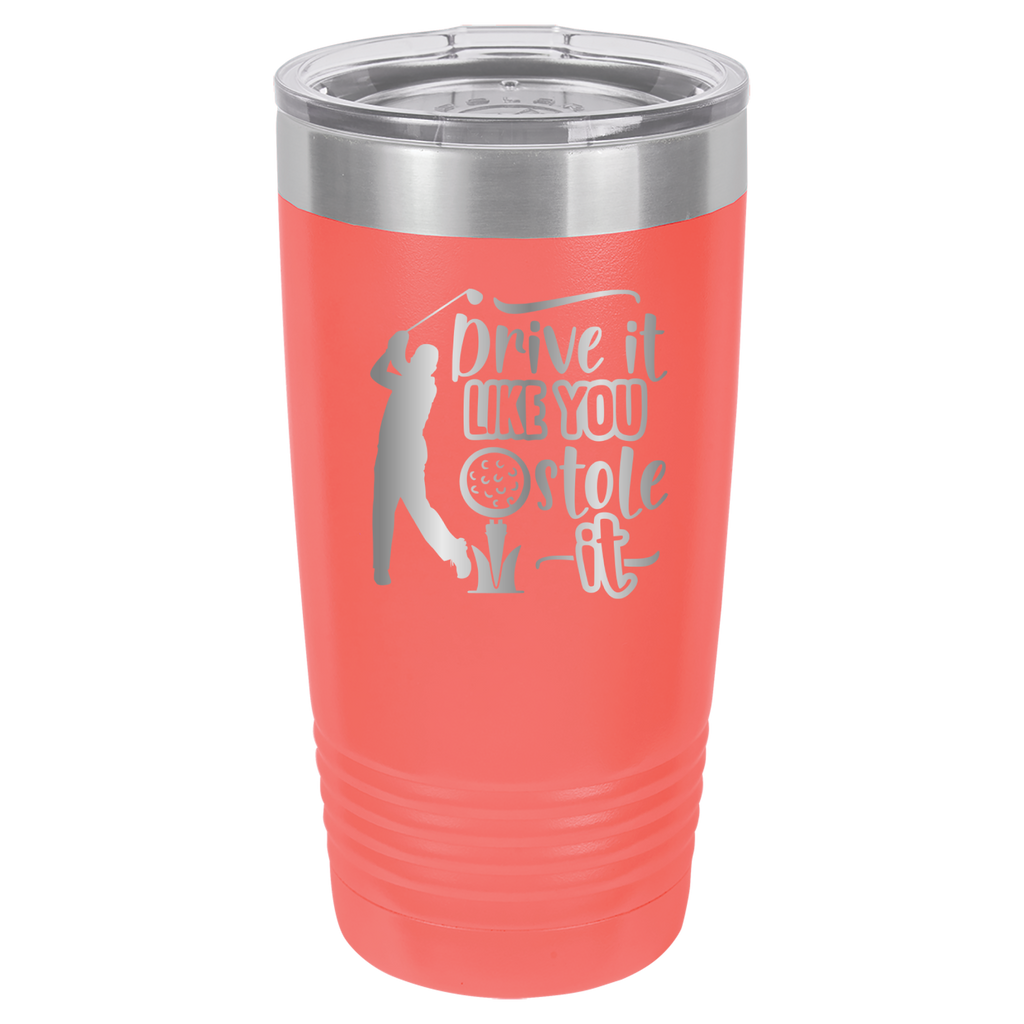 Drive It Like You Stole It (Male) - 20oz Polar Camel Tumbler - Golf - Coral image