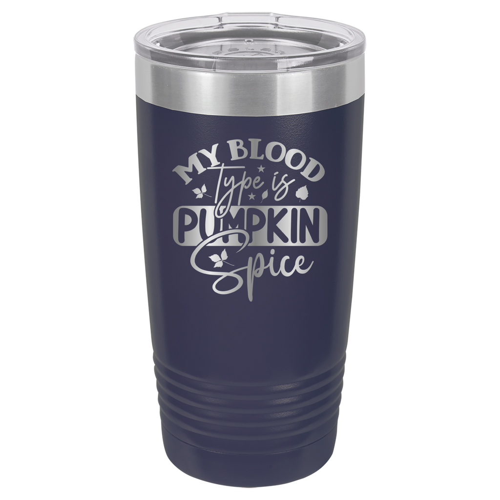 My Blood Type Is Pumpkin Spice - 20oz Polar Camel Tumbler - Navy image