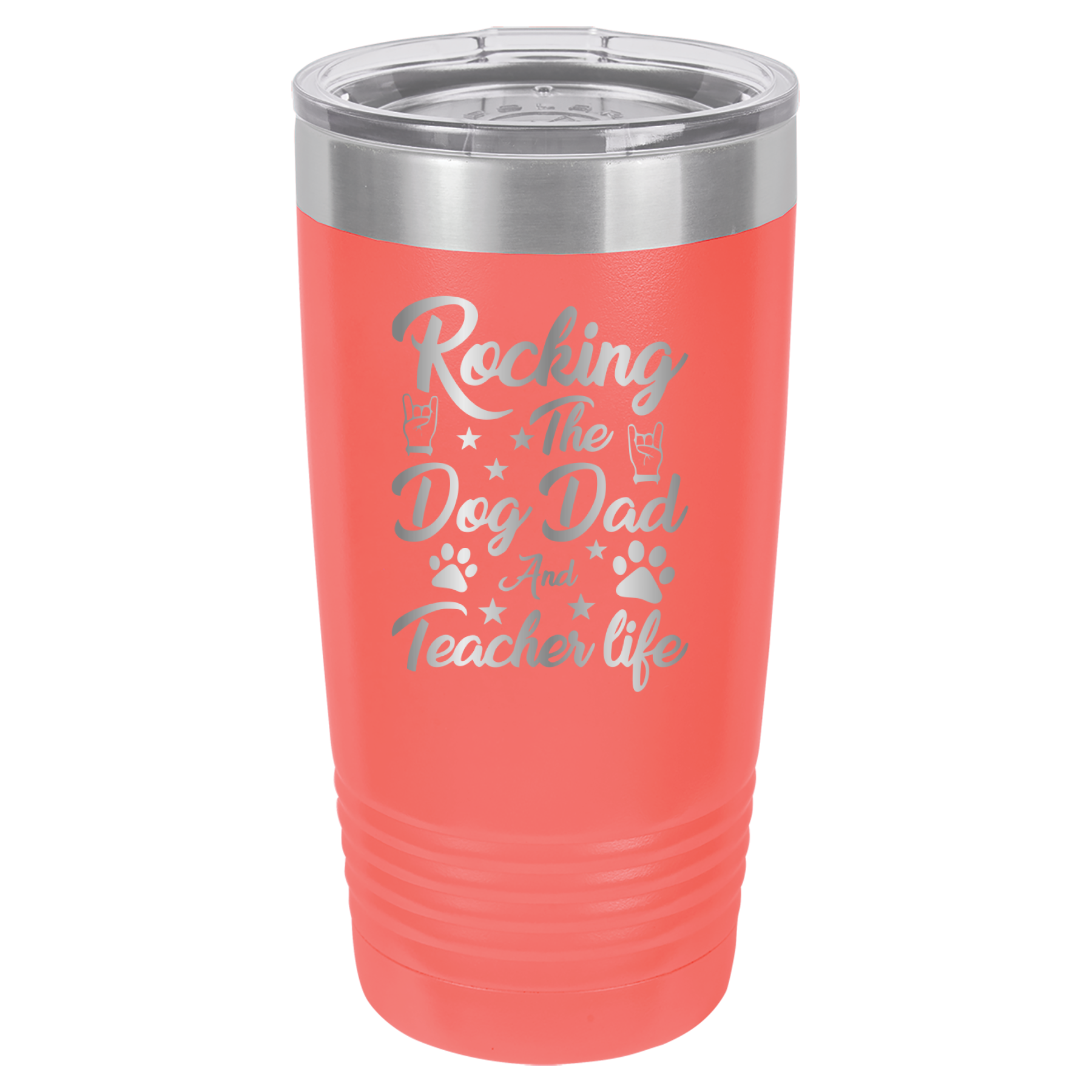Rocking The Dog Dad And Teacher Life - 20oz Polar Camel Tumbler - Coral image