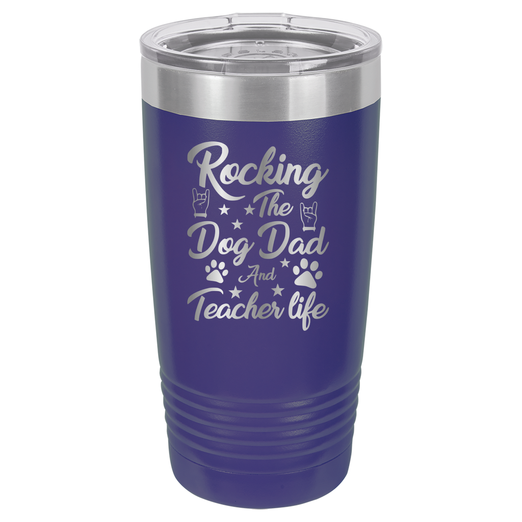 Rocking The Dog Dad And Teacher Life - 20oz Polar Camel Tumbler - Purple image