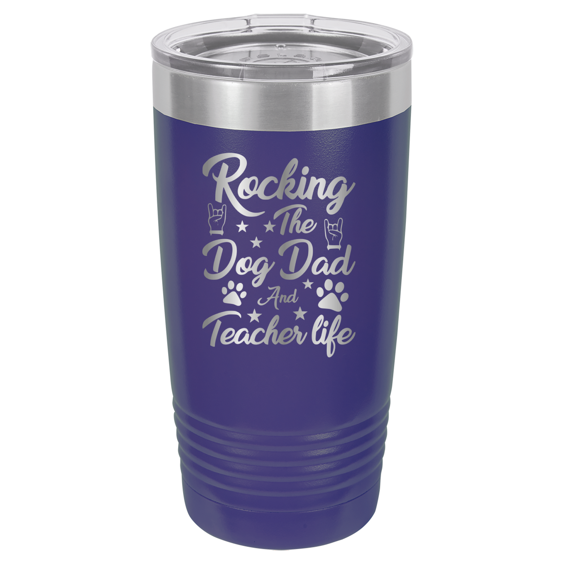 Rocking The Dog Dad And Teacher Life - 20oz Polar Camel Tumbler - Purple image