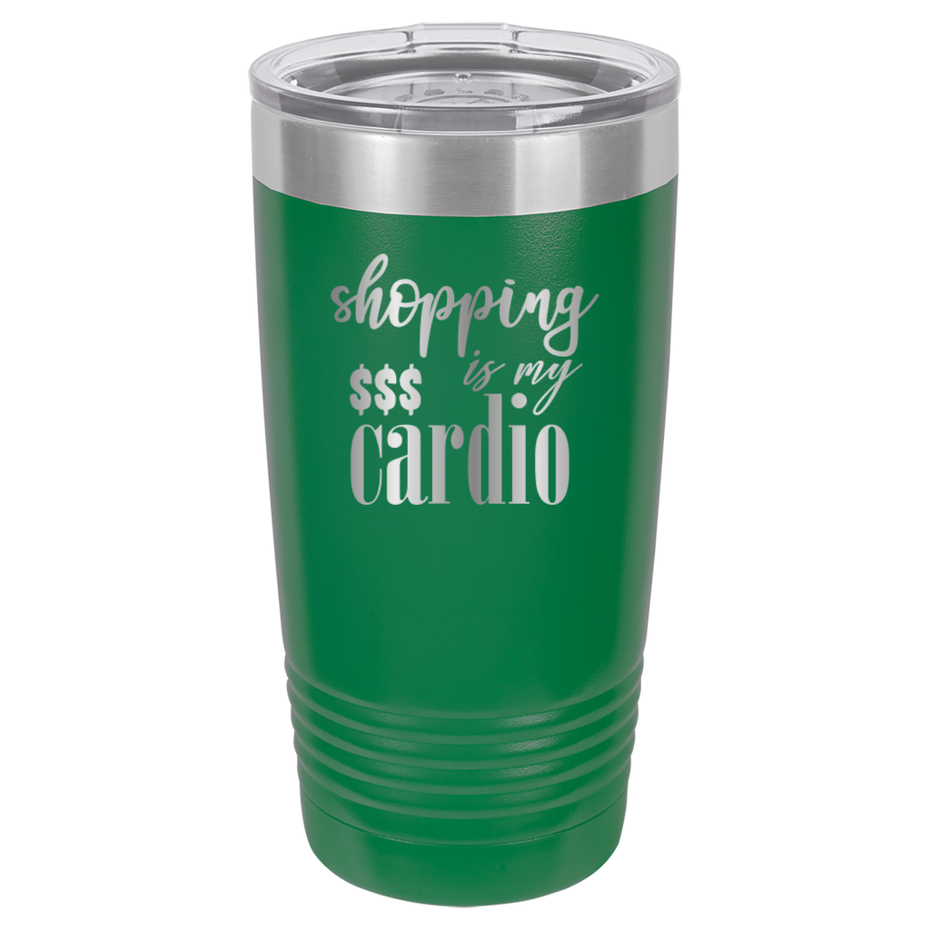 Shopping Is My Cardio - 20oz Polar Camel Tumbler - Green image