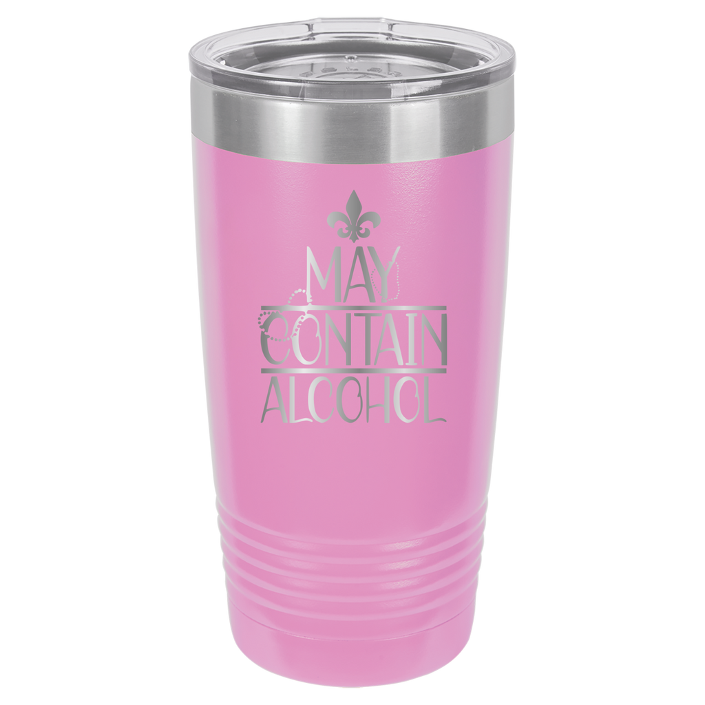 May Contain Alcohol - Mardi Gras, New Orleans, NOLA - 20oz Polar Camel Tumbler - Light Purple image