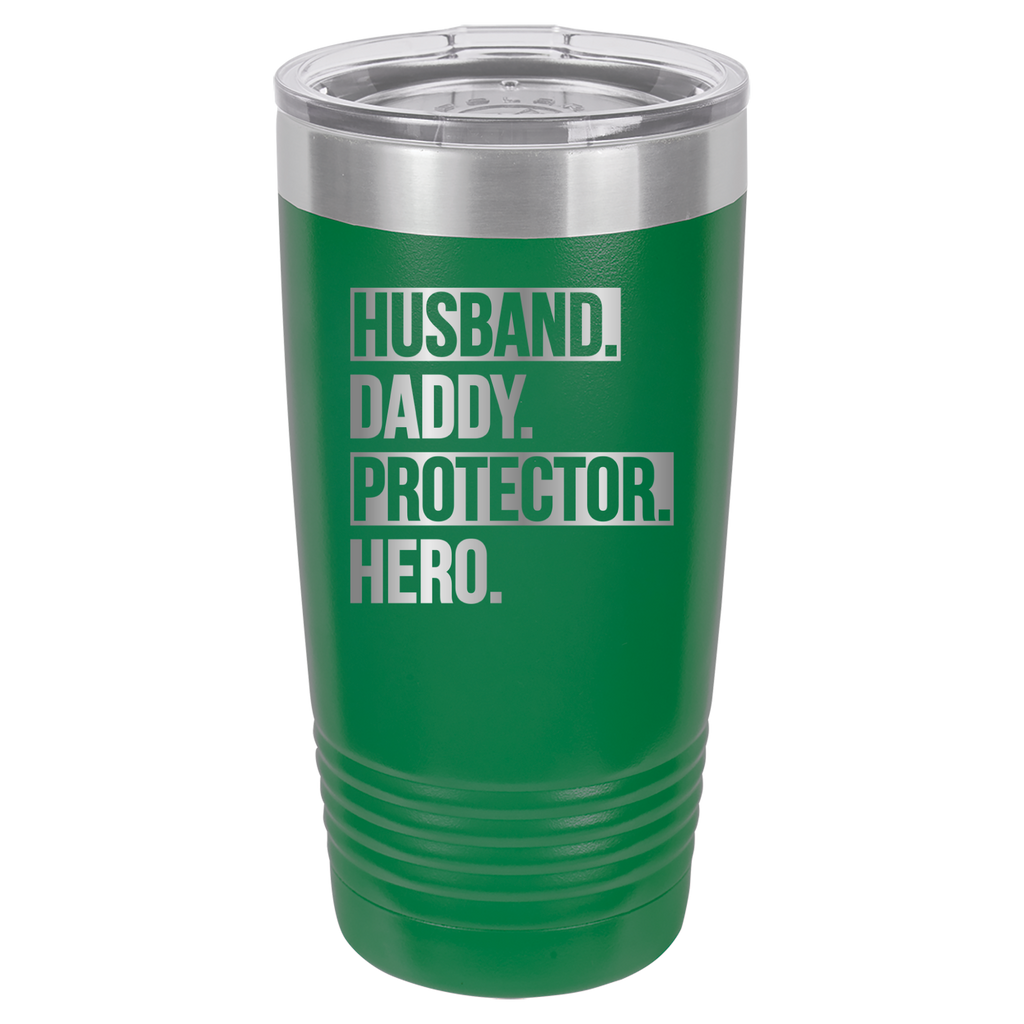 Father's Day "Husband. Daddy. Protector. Hero. 20oz Polar Camel Tumbler - Green image