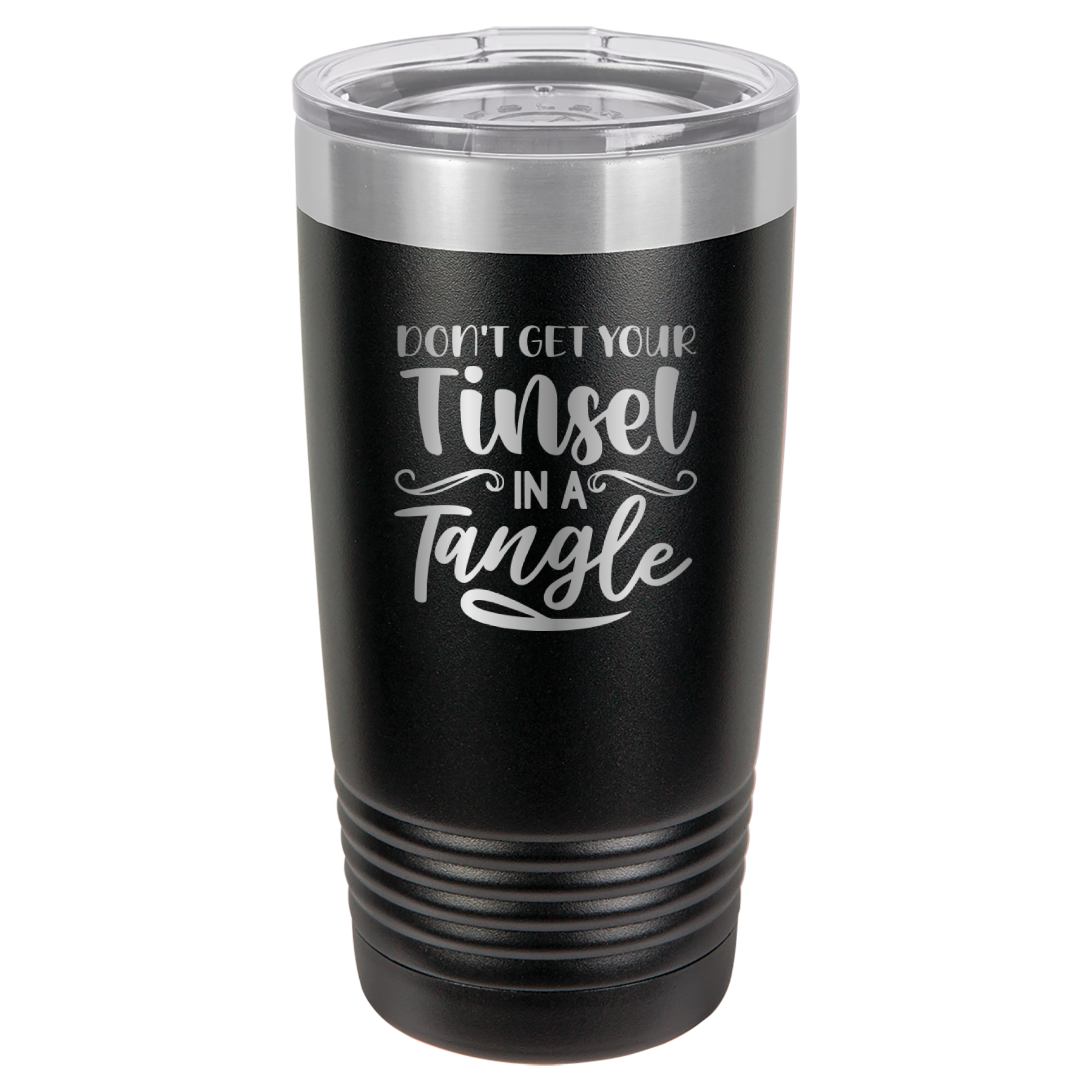 Don't Get Your Tinsel In A Tangle - 20oz Polar Camel Tumbler - Black image