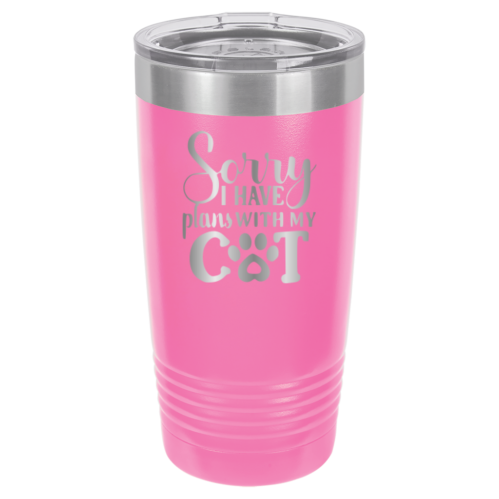 Sorry I Have Plans With My Cat - 20oz Polar Camel Tumbler - Pink image