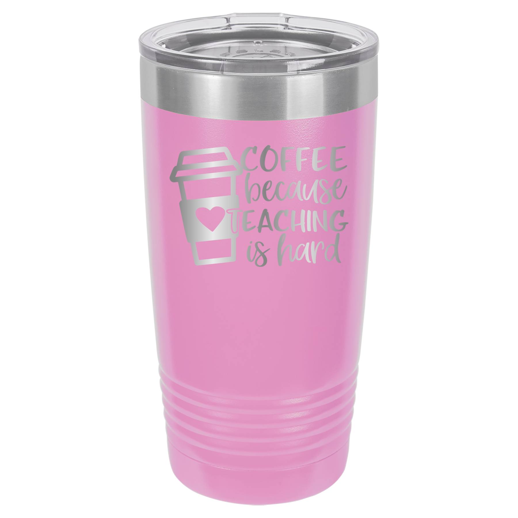 Coffee Because Teaching Is Hard - 20oz Polar Camel Tumbler - Light Purple image