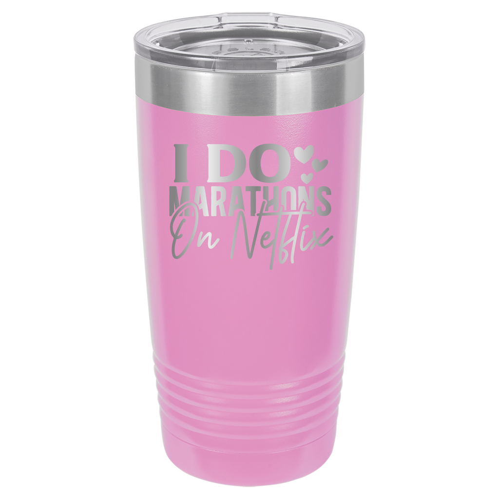 I Do Marathons On Netflix - 20oz Polar Camel Tumbler - Light Purple image