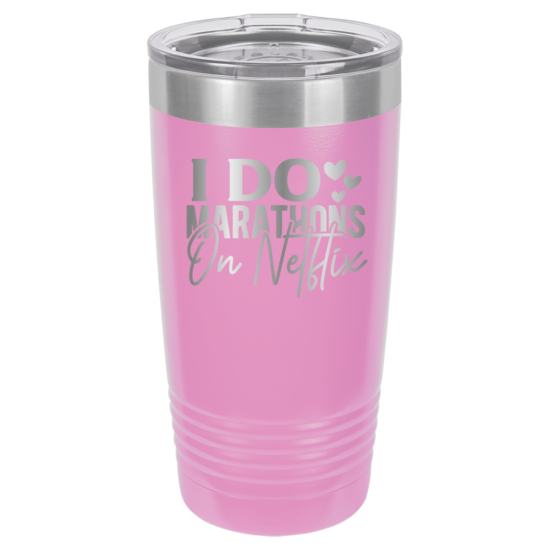 I Do Marathons On Netflix - 20oz Polar Camel Tumbler - Light Purple image