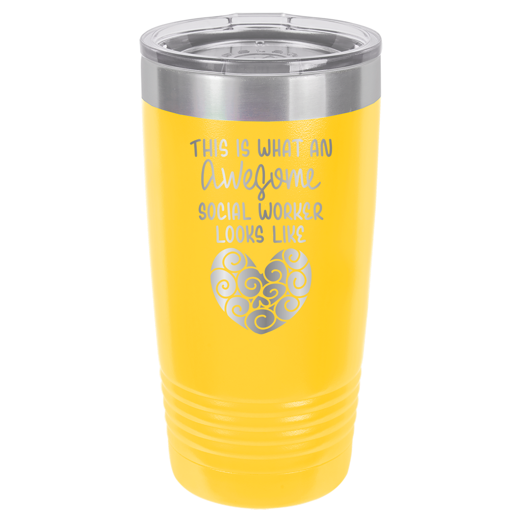 This Is What An Awesome Social Worker Looks Like - 20oz Polar Camel Tumbler - Yellow image