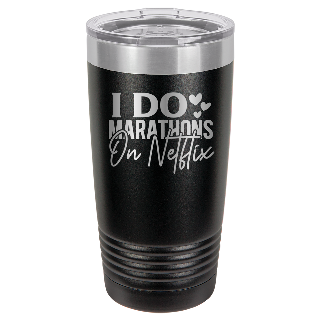 I Do Marathons On Netflix - 20oz Polar Camel Tumbler - Black image