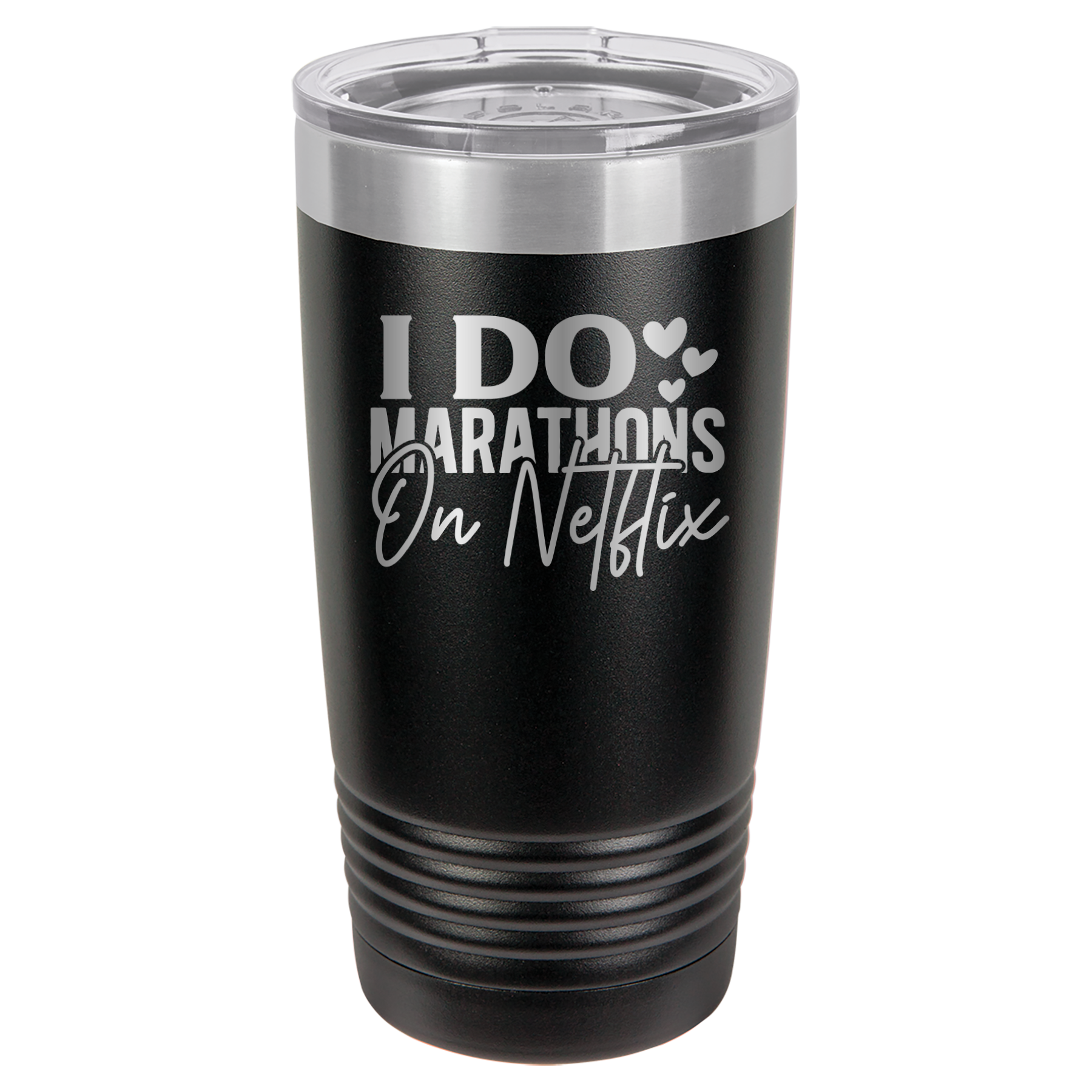 I Do Marathons On Netflix - 20oz Polar Camel Tumbler - Black image