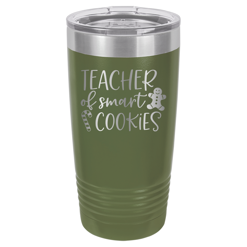 Teacher Of Smart Cookies - 20oz Polar Camel Tumbler - Olive Green image