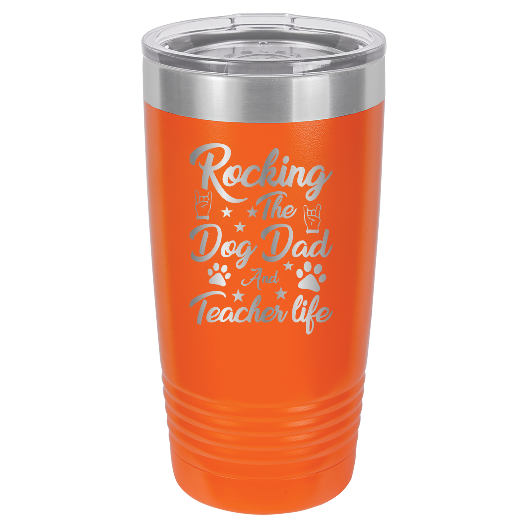 Rocking The Dog Dad And Teacher Life - 20oz Polar Camel Tumbler - Orange image