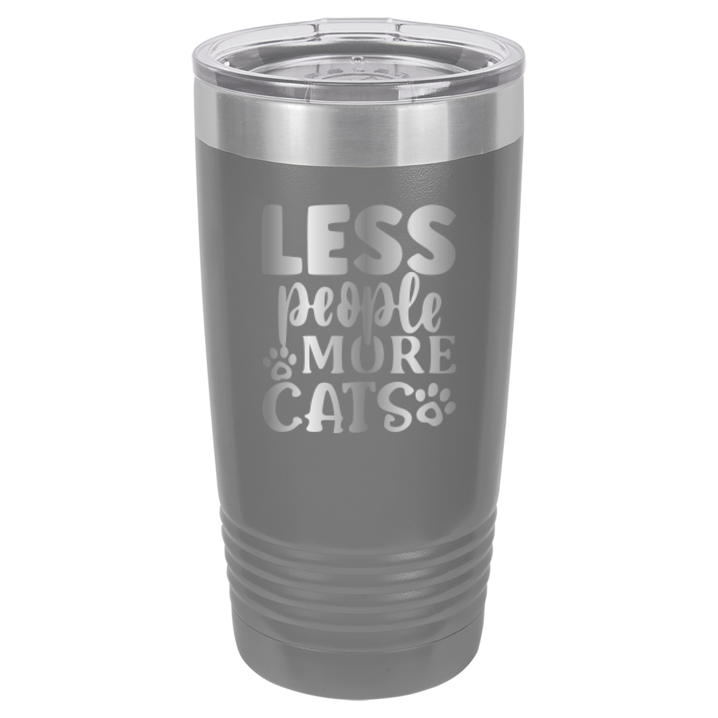 Less People More Cats - 20oz Polar Camel Tumbler - Gray image