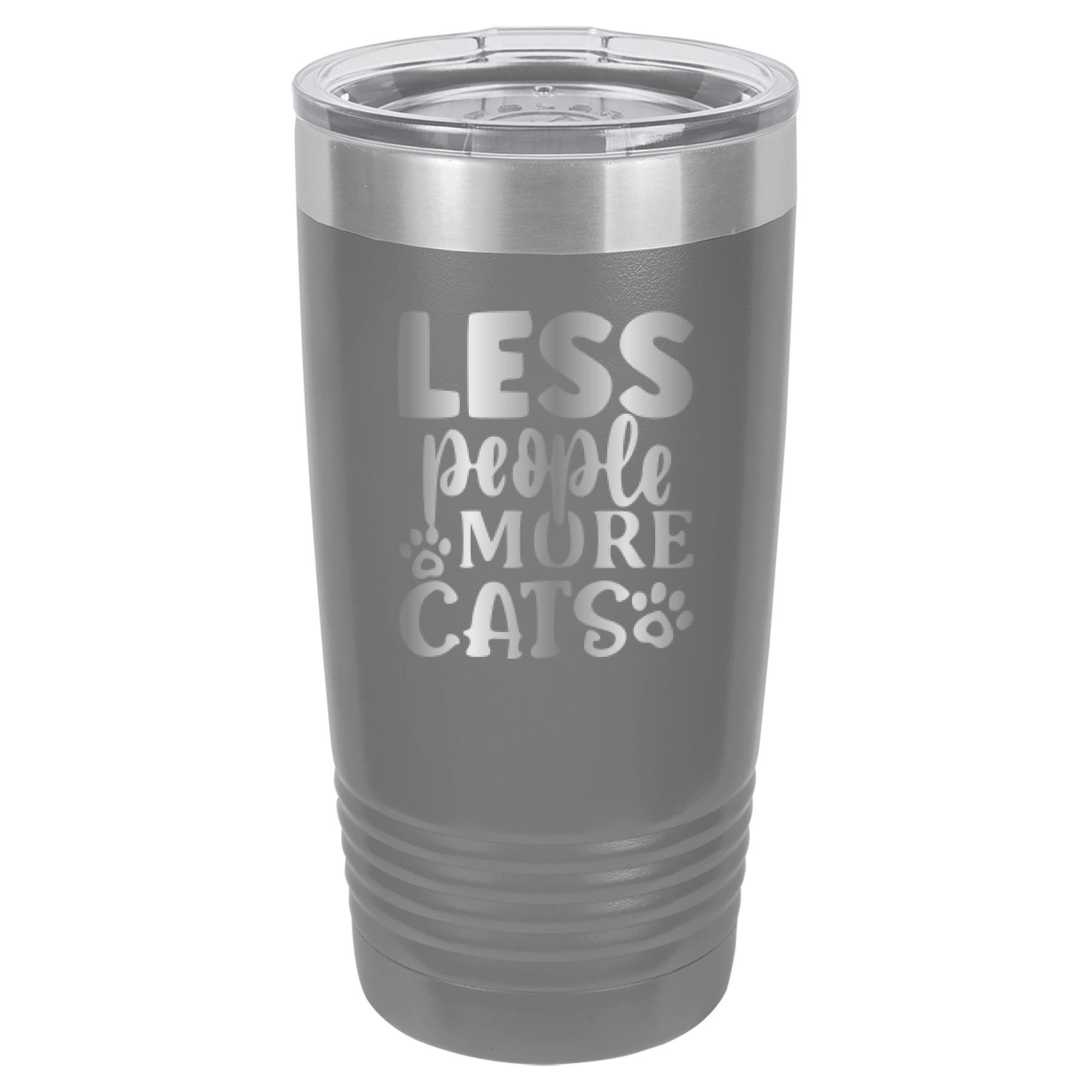 Less People More Cats - 20oz Polar Camel Tumbler - Gray image