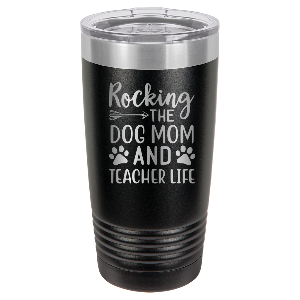 Rocking The Dog Mom And Teacher Life - 20oz Polar Camel Tumbler - Black image