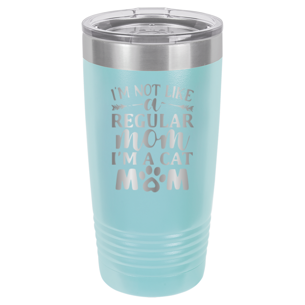 I'm Not Like A Regular Mom, I'm A Cat Mom - 20oz Polar Camel Tumbler - Light Blue image