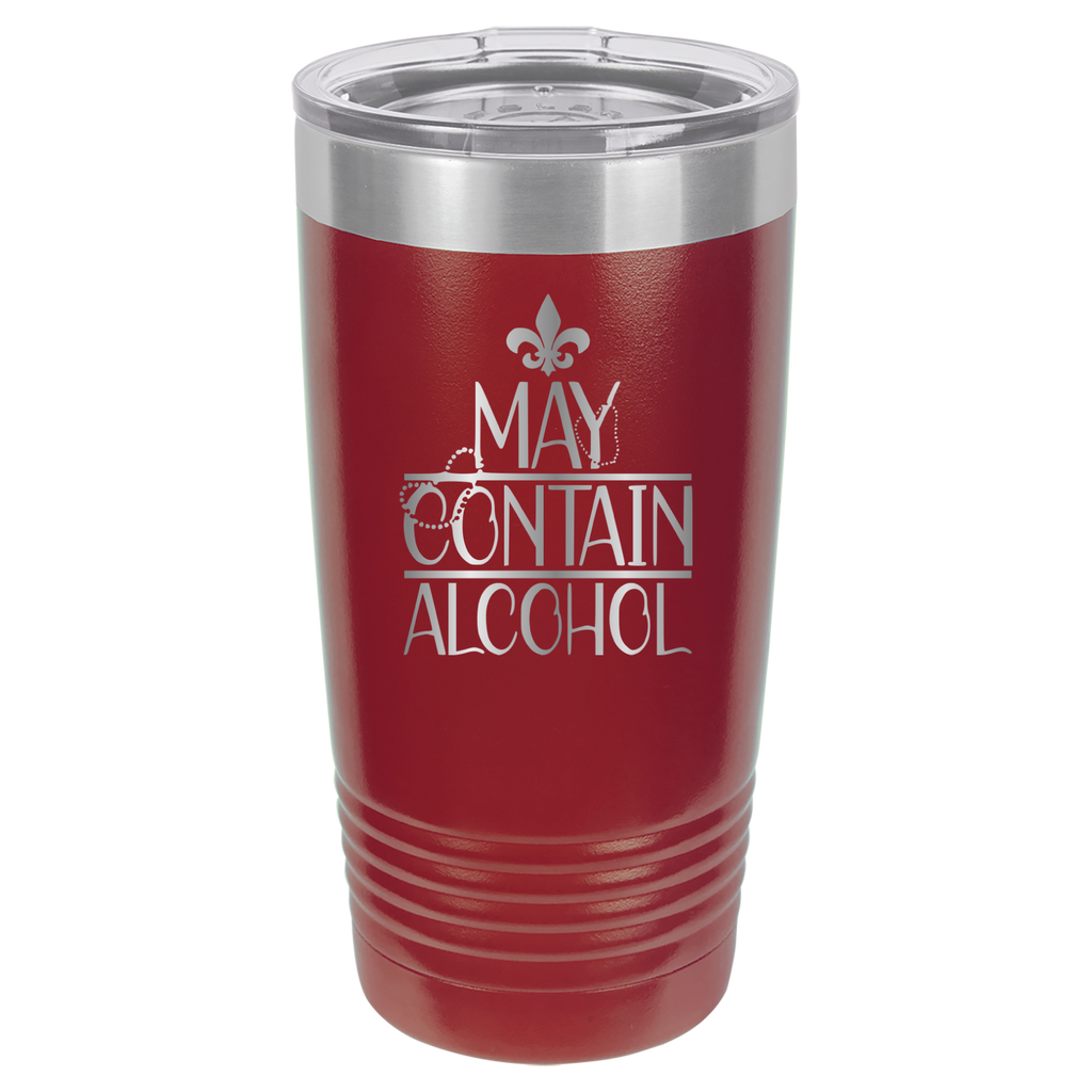 May Contain Alcohol - Mardi Gras, New Orleans, NOLA - 20oz Polar Camel Tumbler - Maroon image