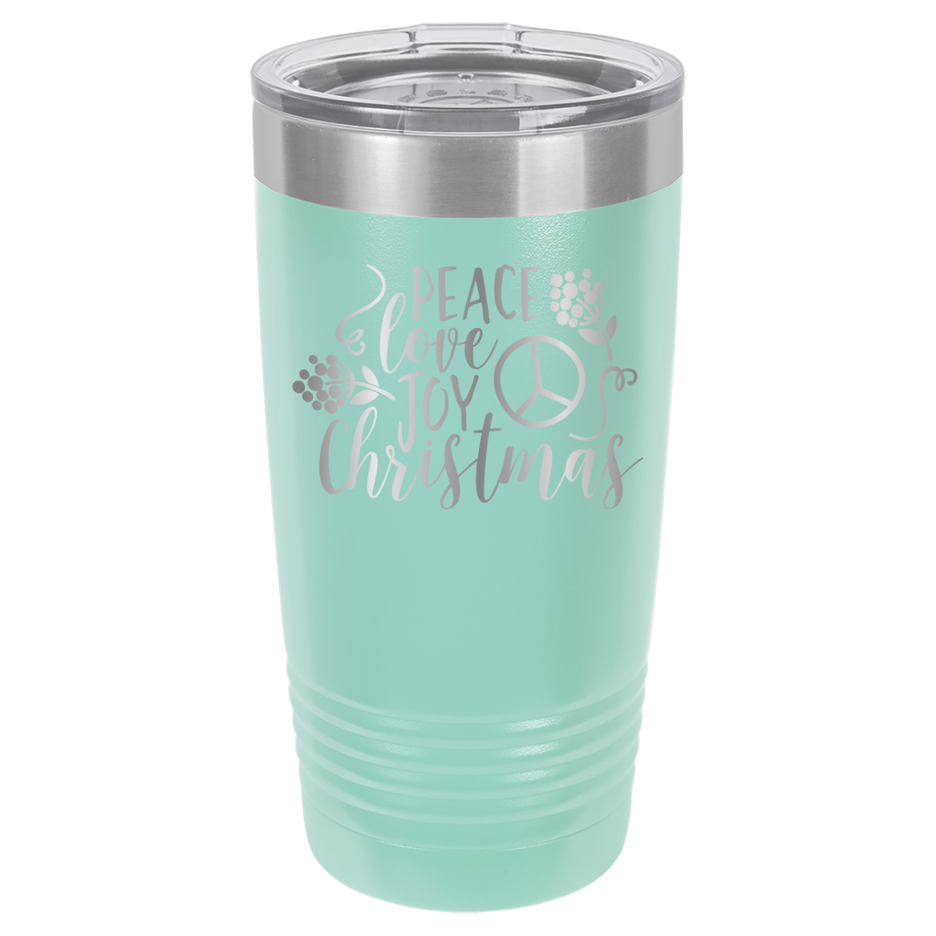 Peace Love Joy - Christmas - 20oz Polar Camel Tumbler - Teal image