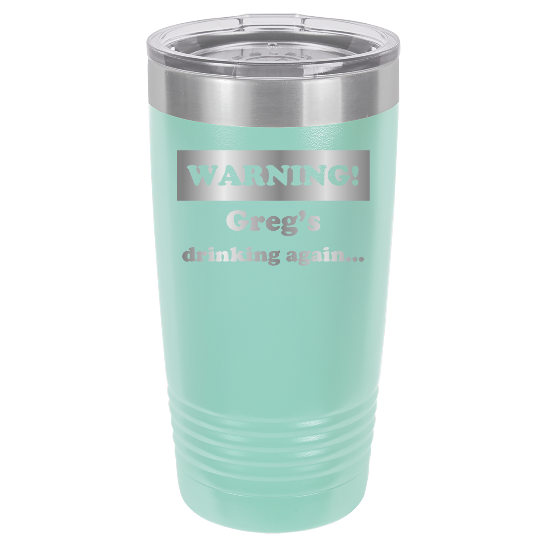 Warning! Drinking Again - 20oz Polar Camel Tumbler - Personalized - Teal image
