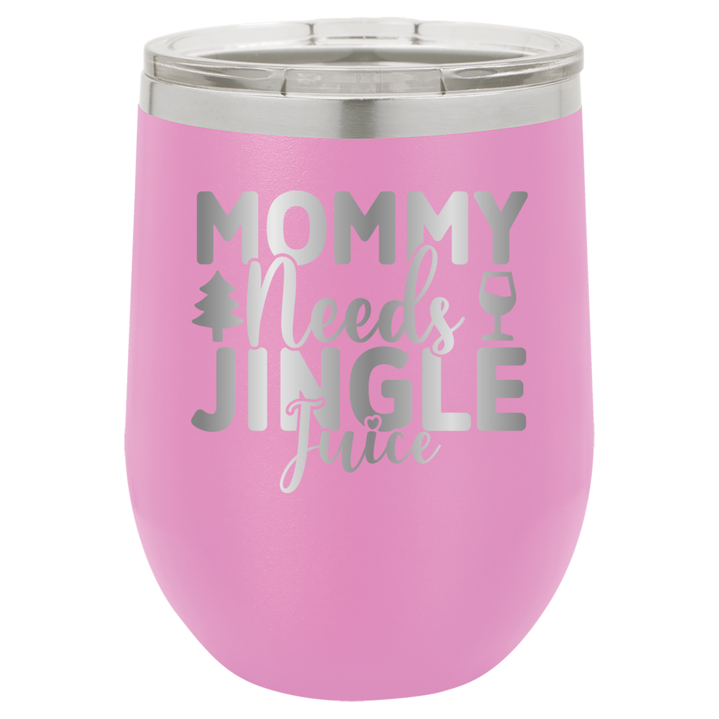 Mommy Needs Jingle Juice - 12oz Polar Camel Wine Tumbler - Light Purple image