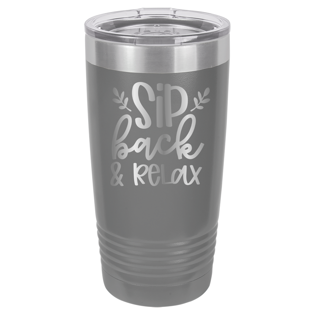 Sip Back & Relax - 20oz Polar Camel Tumbler - Gray image