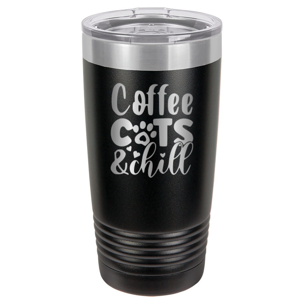 Coffee, Cats, And Chill - 20oz Polar Camel Tumbler - Black image