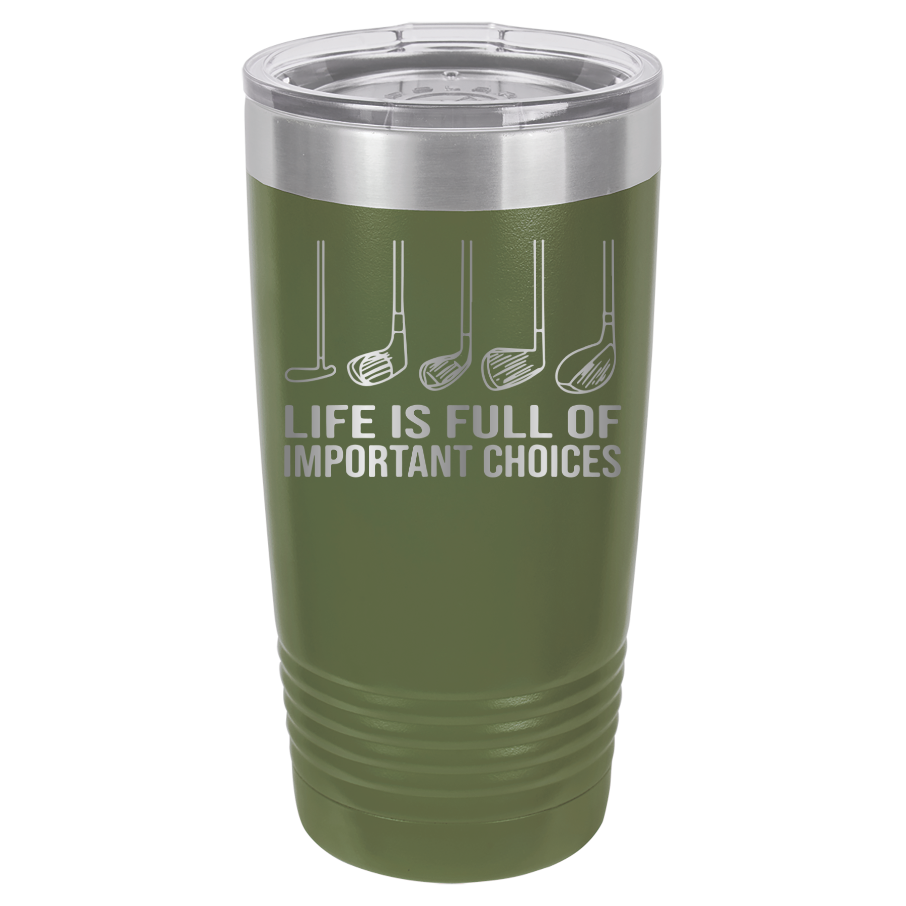Life Is Full of Important Choices - Golf - 20oz Polar Camel Tumbler - Olive Green image