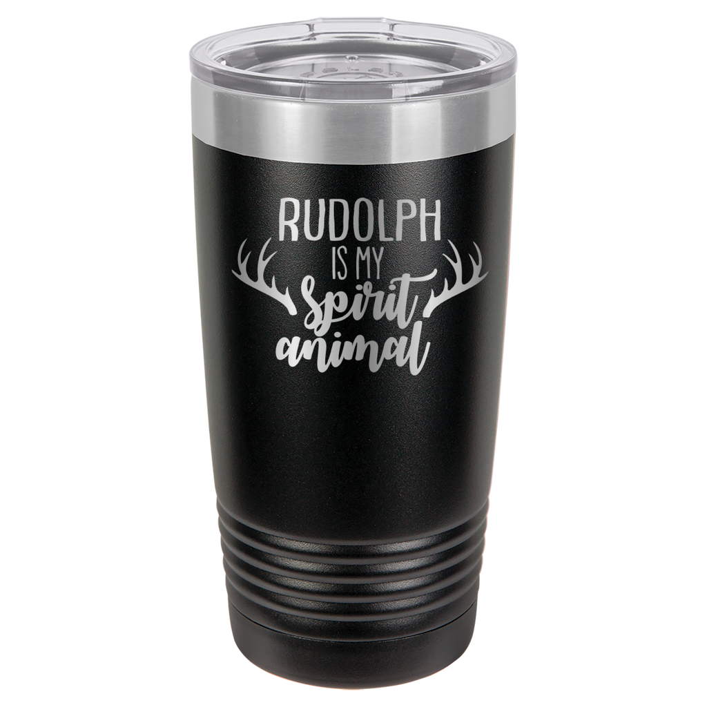 Rudolph Is My Spirit Animal - 20oz Polar Camel Tumbler - Black image